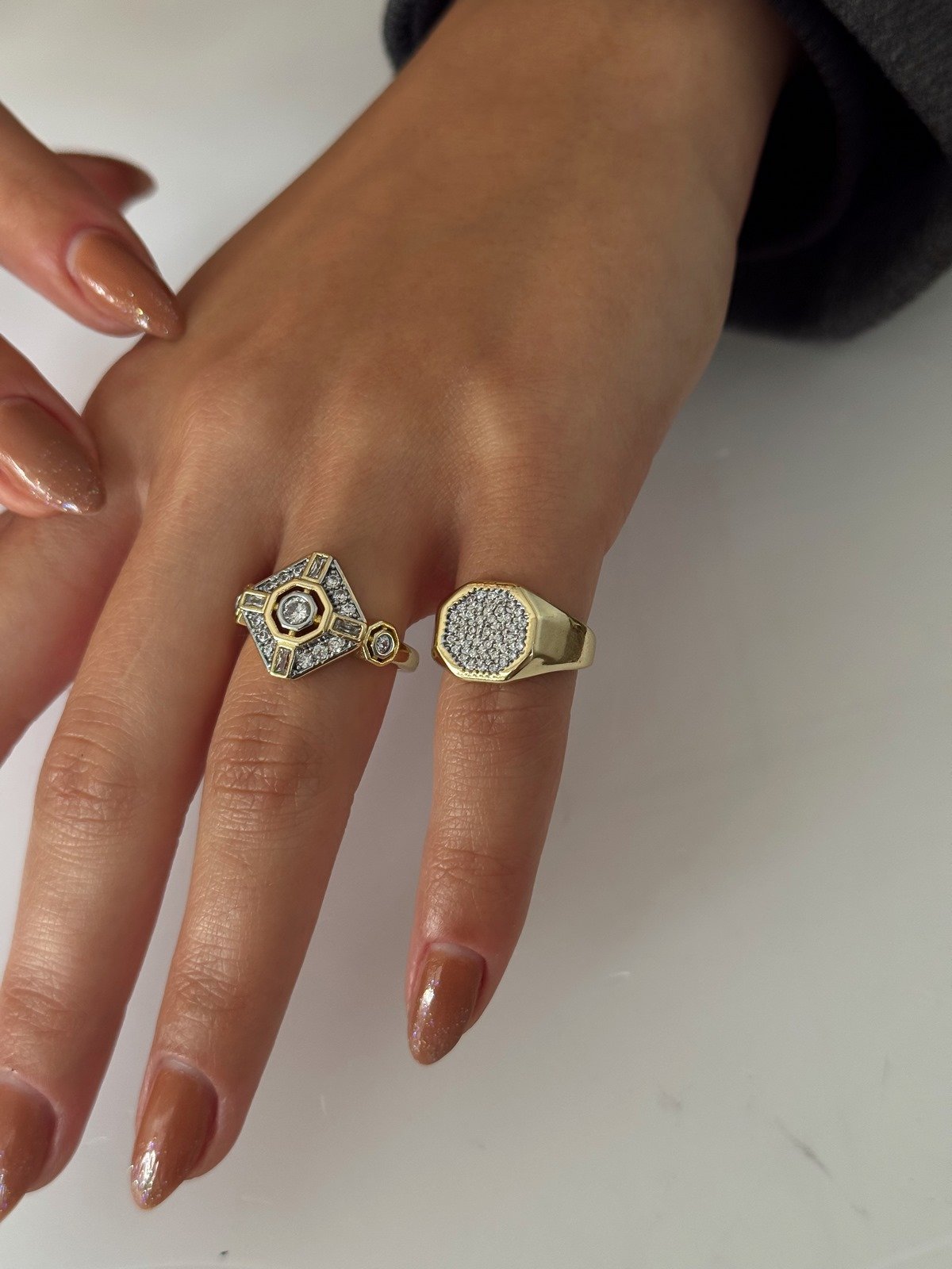 Özel Seri Baget Taşlı Vintage Model Ayarlanabilir Yüzük Kombini