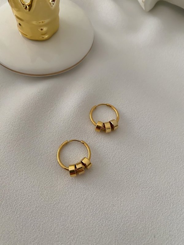 Gold Biye Detay Çelik Halka Küpe