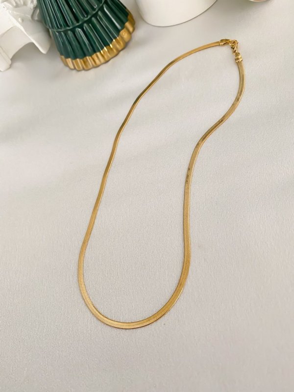 Pirinç Üzeri Altın Kaplama İtalyan Zincir Kolye (48 cm )