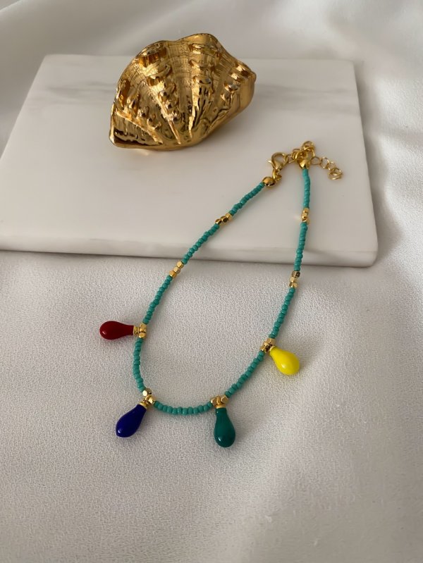 Turkuaz Boncuk Sallantı Figür Detay Halhal (27 cm)