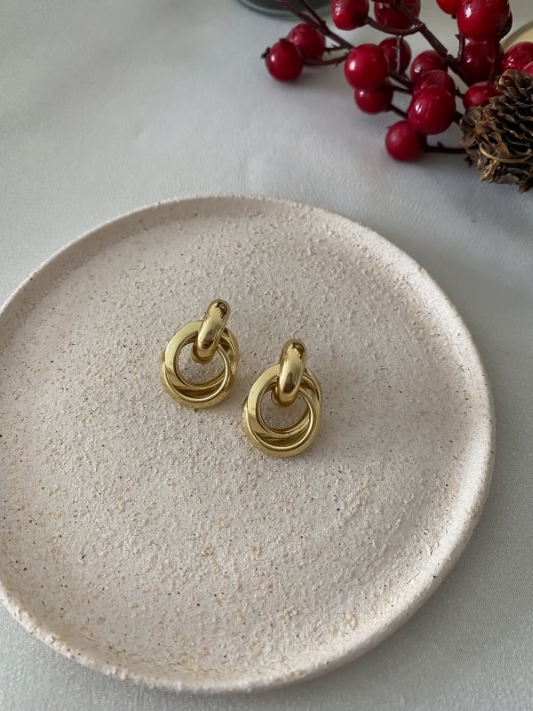 Gold Mini İç İçe Halka Geçmeli Küpe