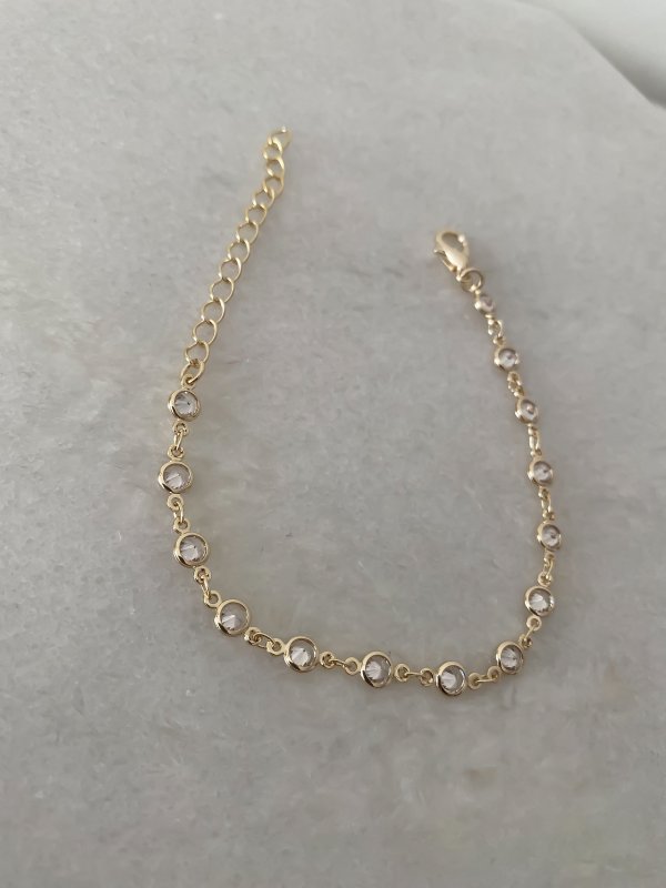 Küçük Gold Daire Zirkon Taşlı Bileklik