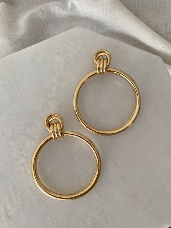 Gold Boru Büyük Model Daire Küpe