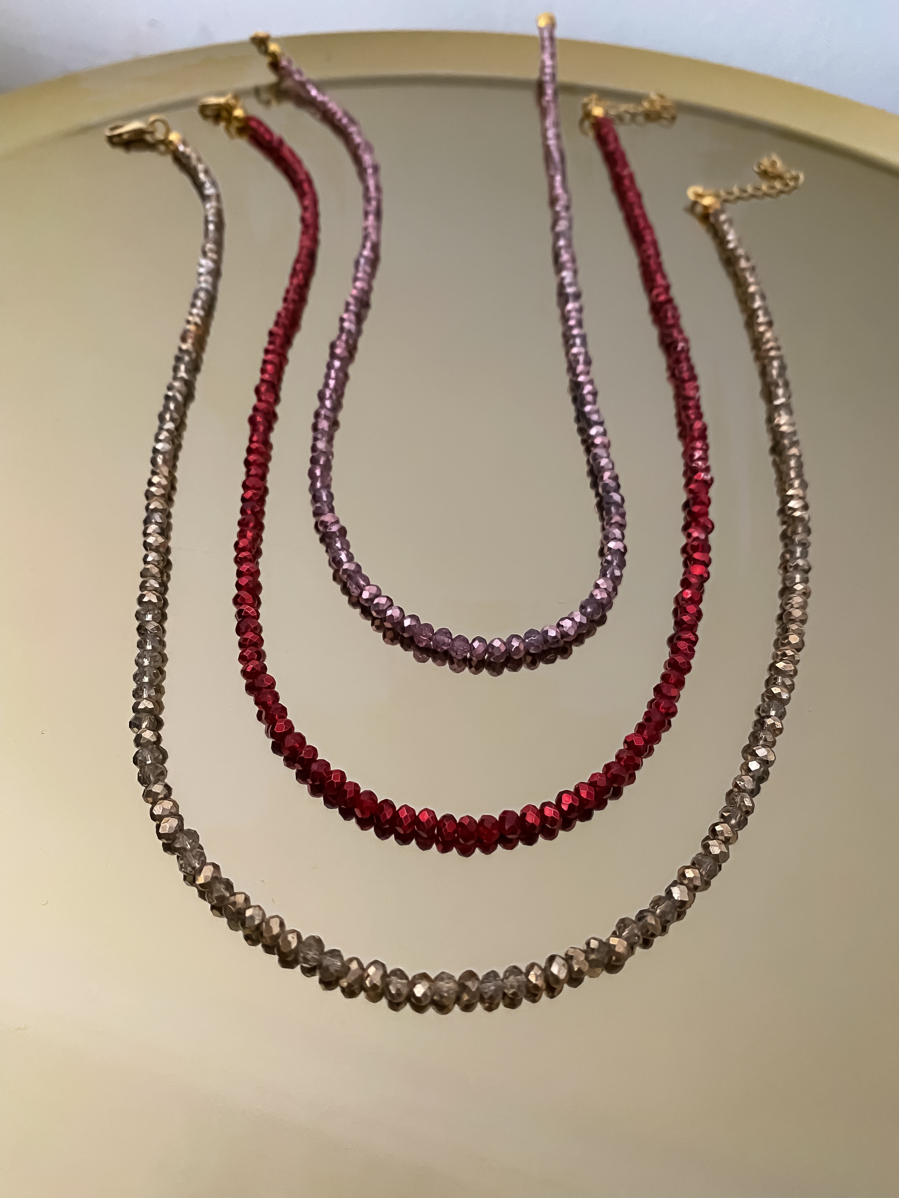 Hareli Kaplama Kristal Kolye (40cm)
