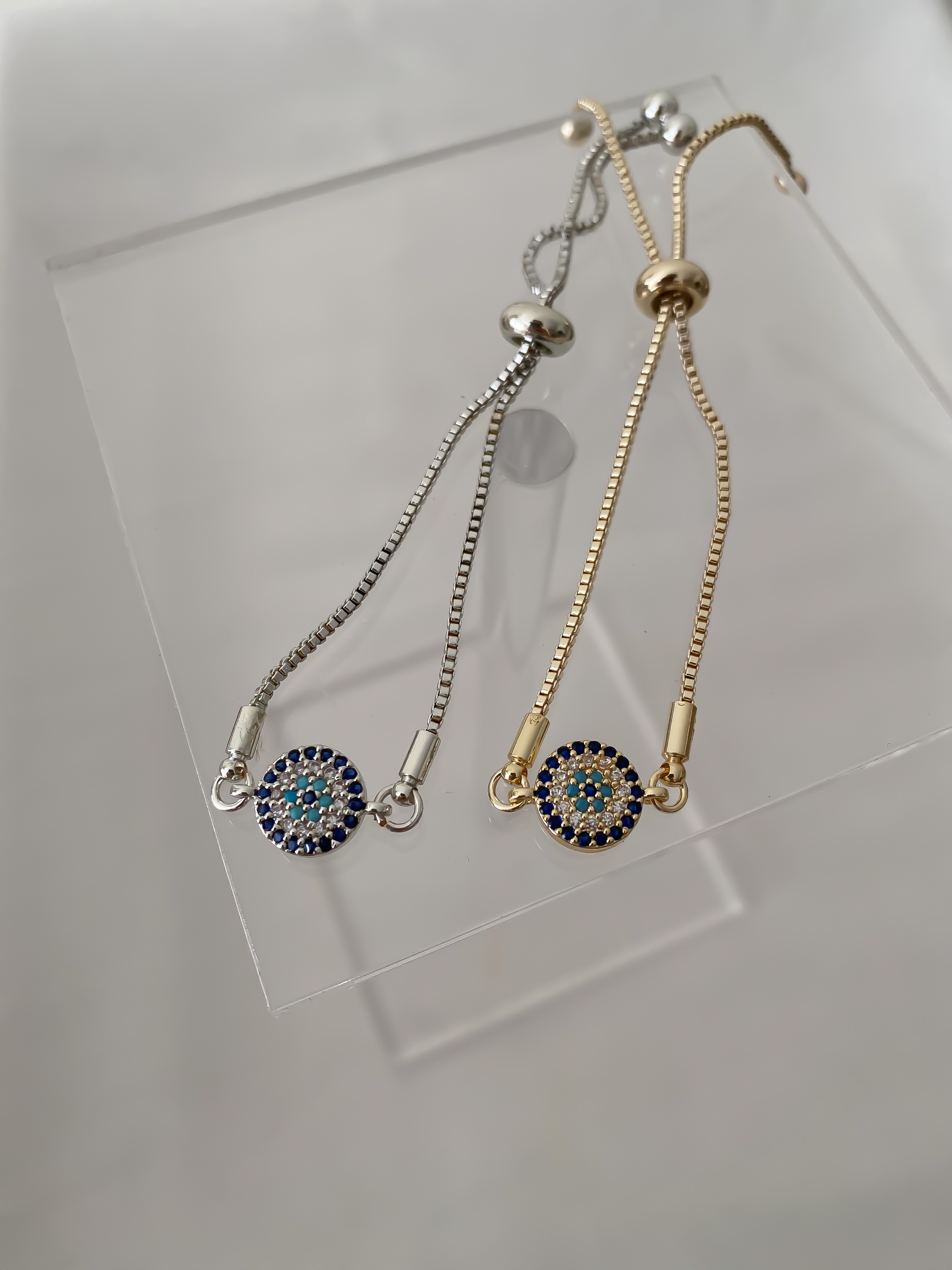 Zirkon Taşlı Mini Nazar Detay Asansörlü Zincir Bileklik