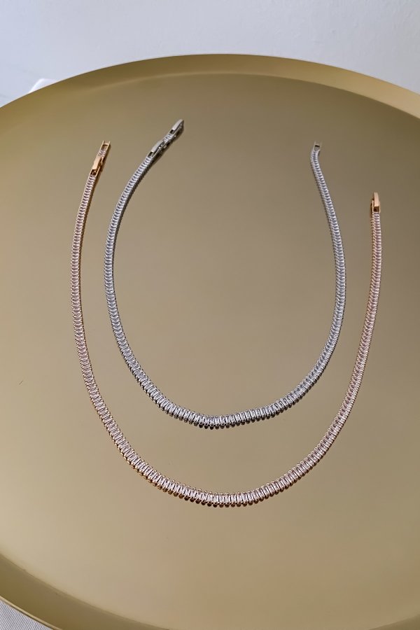 Özel Seri Baget Taşlı Mini İnce Su Yolu Kolye (38cm).