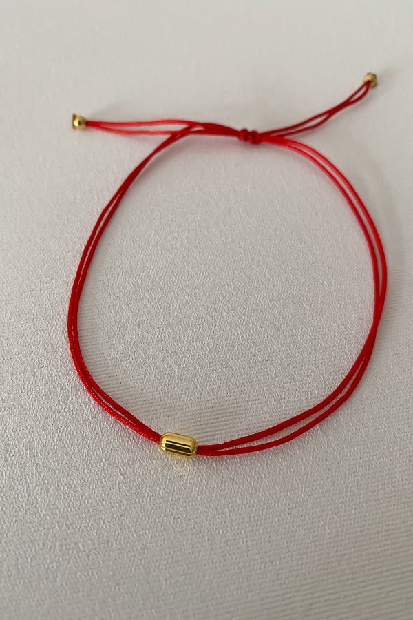 Kırmızı İp Gold Biye Detay Halhal