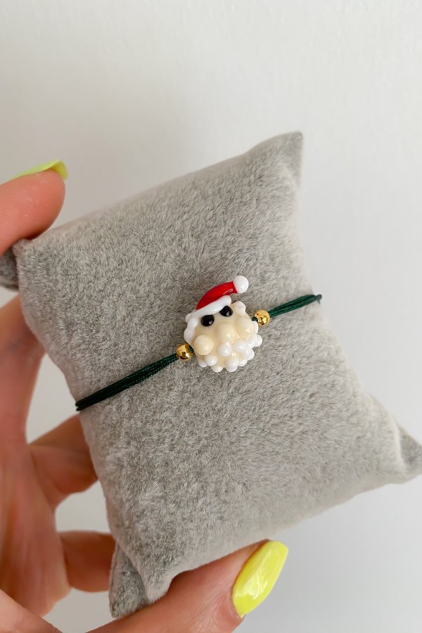 Murano Noel Baba İp Bileklik
