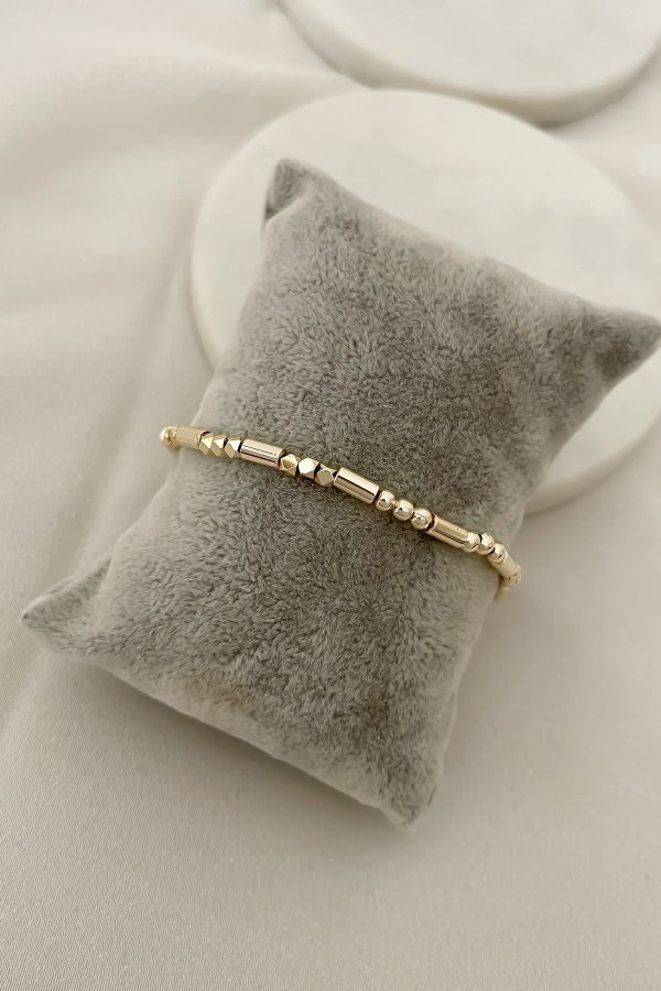 Gold Silindir Topçuk Sıra Bileklik (21cm)