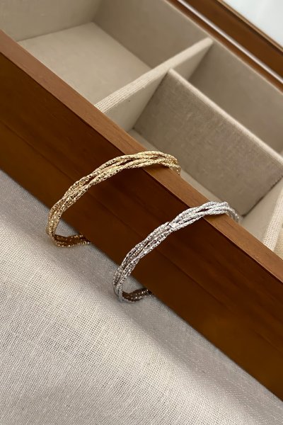 Tırtıklı Örgü Model Kelepçe Bileklik