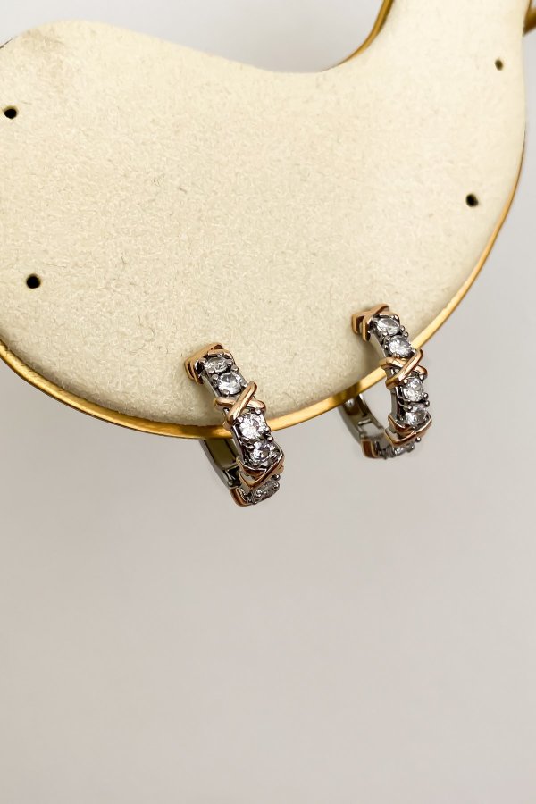 Özel Seri Gümüş Üzeri Gold Detay XOXO Halka Küpe (İç Çap.1.4cm)