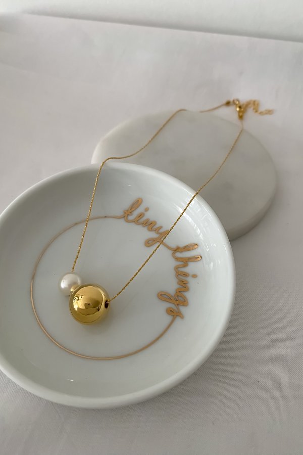 Altın Kaplama Gold Topçuk ve İncili Kolye ( 47 Cm )