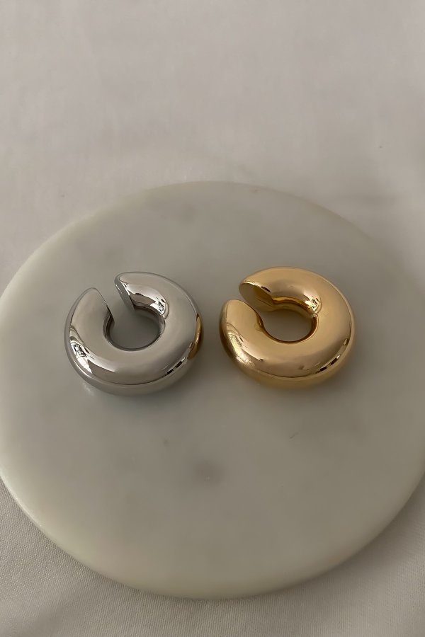 Kalın Boru Plaka Kıkırdak Küpe (Toplam Genişlik:2,5 Cm)