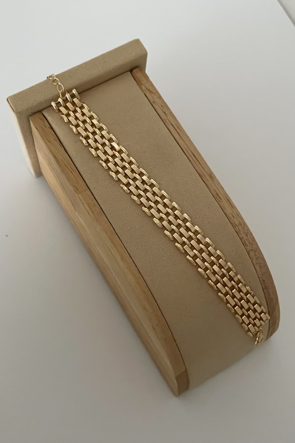 Kalın Köprü Detaylı Zincir Bileklik (20 Cm)