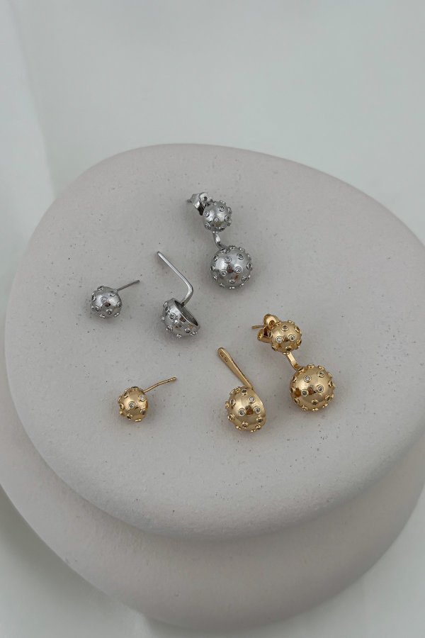 Özel Seri Zirkon Taş Detay Büyüklü Küçüklü Topçuk Küpe