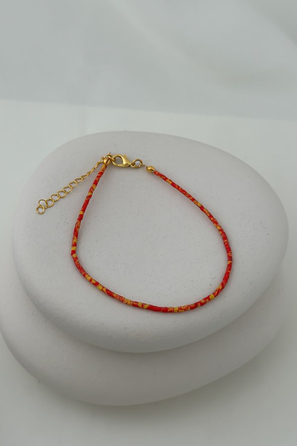 Turuncu Tonlama Kum Boncuk Halhal (28 Cm)