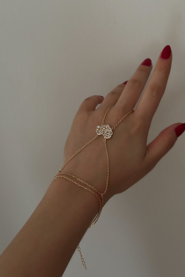 Özel Seri Gold Kırık Baget Taşlı Kalp Figür Şahmeran