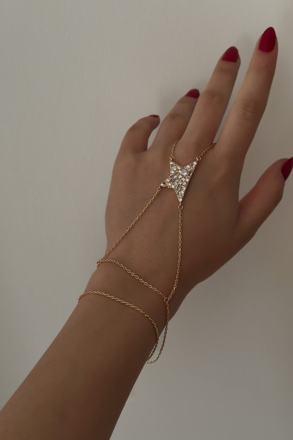 Özel Seri Gold Kırık Baget Taşlı Kesik Yıldız Figür Şahmeran