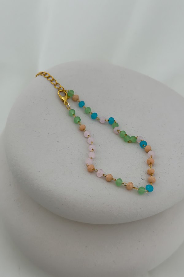 Renkli Kristal Taş Sıralı Halhal (26 Cm)