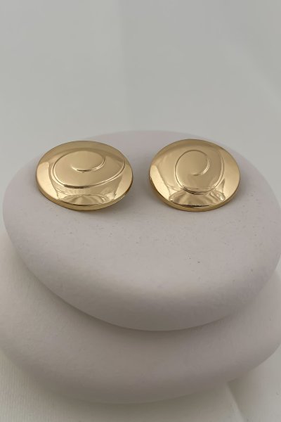 Gold Döngü Plaka Küpe