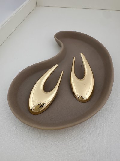 Asimetrik Yassı Gold Plaka Küpe