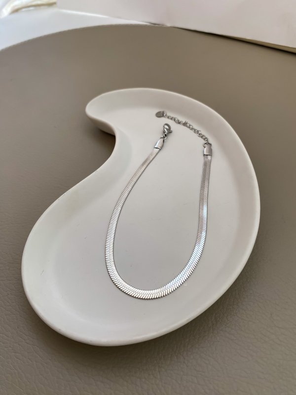Çelik Gümüş İtalyan Zincir Halhal (28 Cm)