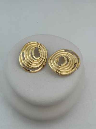 Yassı Plaka Dolamalı Oval Küpe