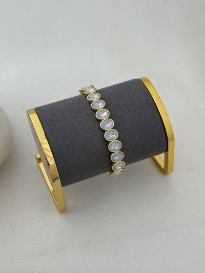 Özel Seri Gold Detay Oval Kristal Mavi T