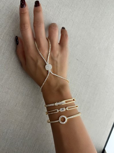 Özel Seri Gold Zirkon Taşlı Daire Figür 