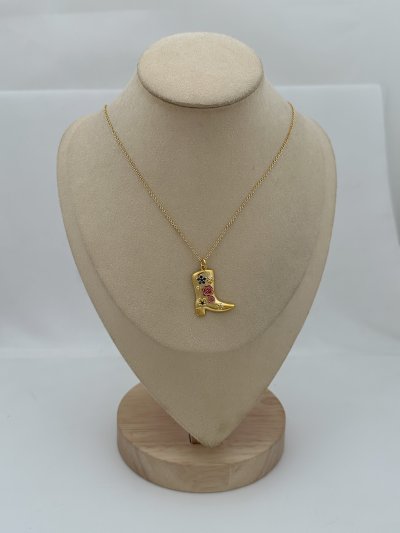 Altın Kaplama Gül Motifli Çizme Model Kolye (46 Cm)