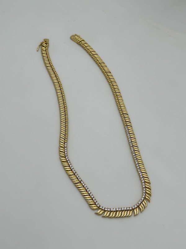 Özel Seri Zirkon Taş Sıralı Kıvrım Detay Tasarım Kolye (45cm)