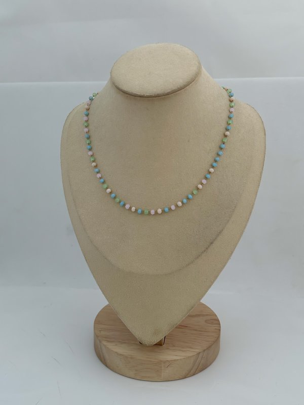 Çelik Kristal Boncuk Detaylı Kolye (44 Cm)