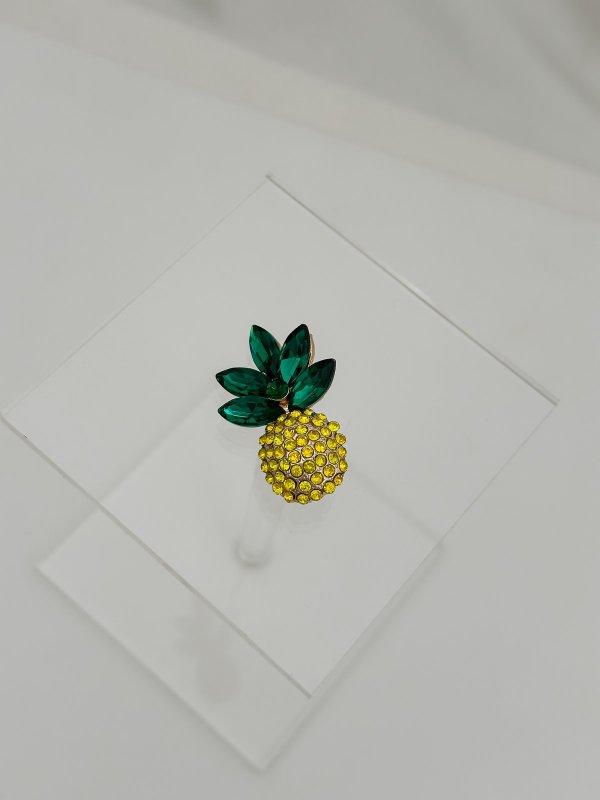 Renkli Taşlı Ananas Figür Broş