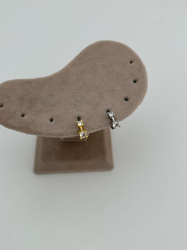 Çelik Büyüklü Küçüklü Zirkon Taşlı Halka Piercing (6mm)
