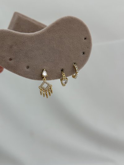 Özel Seri Zirkon Taşlı ve Mini İncili Üç