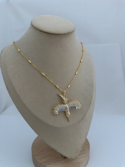 Özel Seri Silindir Plaka Zincirli Anka Kuş Figür Kolye (49 Cm)
