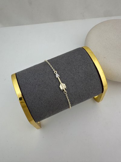Özel Seri Zirkon Taşlı Ok Figür Detay Bilekik (22 Cm)