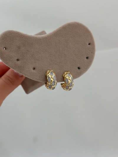 Özel Seri Mini Oval Plaka Ve Zirkon Taş Detay C Model Küpe.