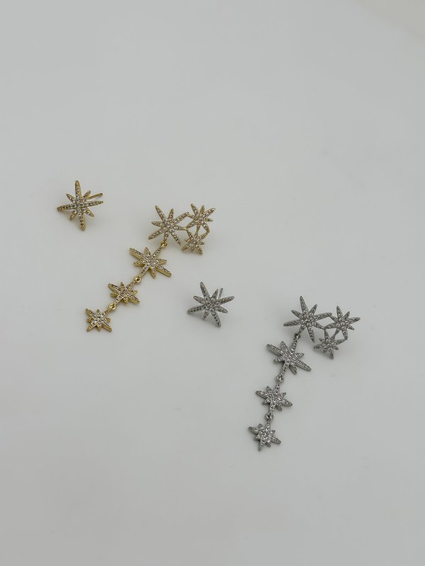 Özel Seri Zirkon Taşlı Kuzey Yıldız Sallantılı Küpe