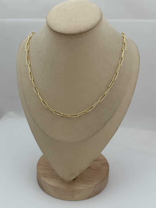 Özel Seri İnce Tırtıklı Oval Zincir Kolye (59 Cm)