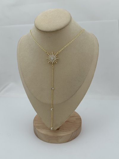 Özel Seri Zirkon Taşlı Kuzey Yıldız Figürlü Y Model Kolye (49 Cm)