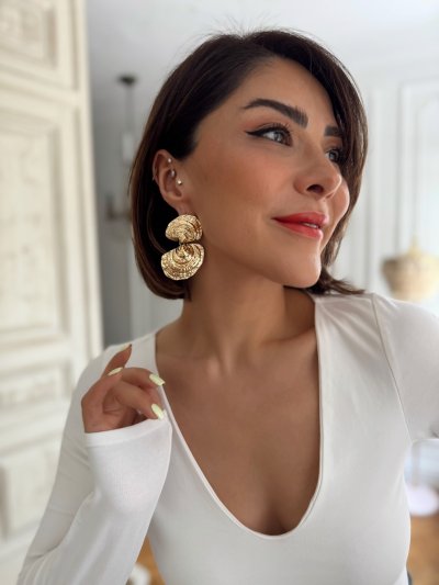 Tırtık Plaka Midye Model Küpe