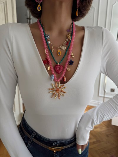 Renkli Boncuklu Çoklu Charm Sallantılı M