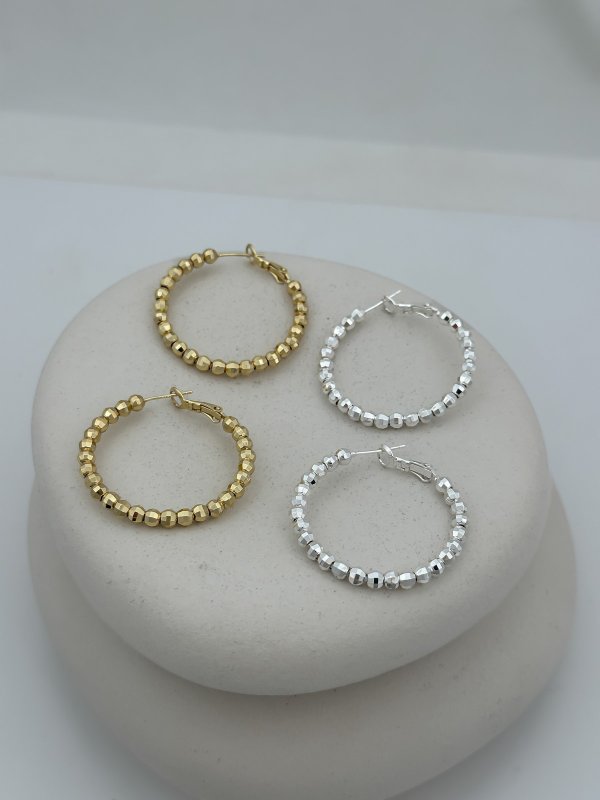 Özel Seri Lazer Kesim Topçuk Sıralı Halka Küpe (İç Çap:3Cm)