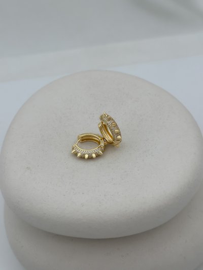 Özel Seri Zirkon Taş Kaplı Çivi Detay Halka Küpe (İç Çap:1.2cm)