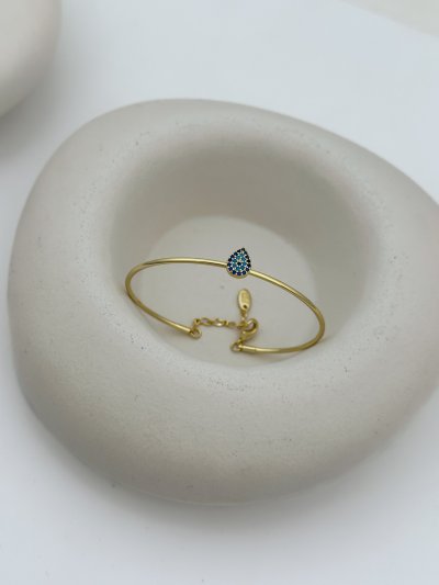 Özel Seri Renkli Taşlı Damla Model Nazar Detay Kelepçe Bileklik
