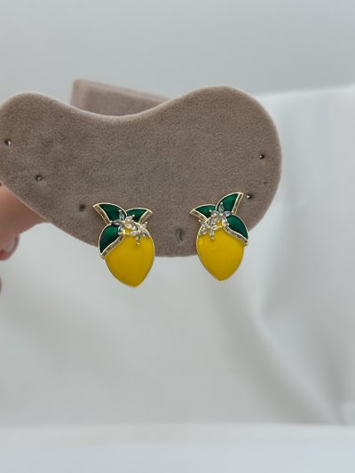 Özel Seri Sarı Mineli Limon Figür Küpe
