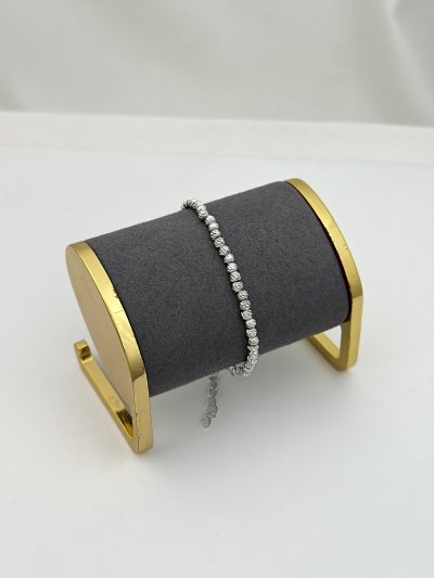 Gümüş Dorika Sıra Topçuk Bileklik (23 Cm)