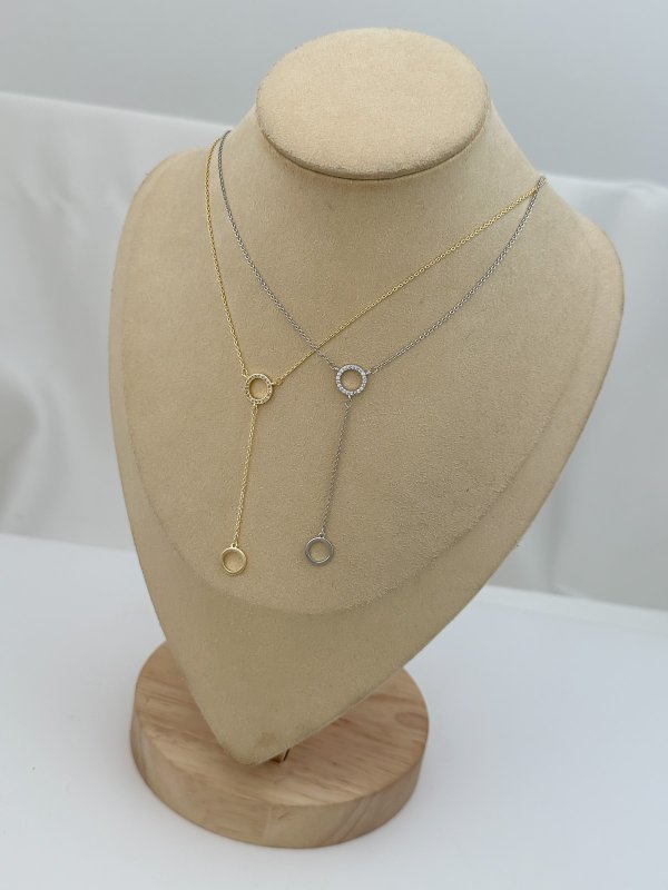 Özel Seri Plaka Ve Zirkon Taşlı Daire Figür Y Model Kolye (46cm)