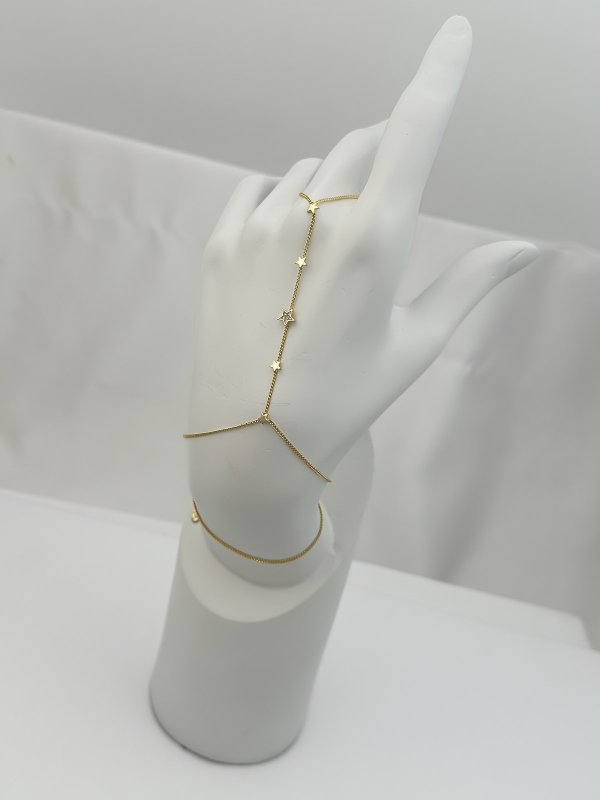 Özel Seri Gold Plaka Ve Zirkon Taşlı Yıldız Sıralı Dolamalı Şahmeran